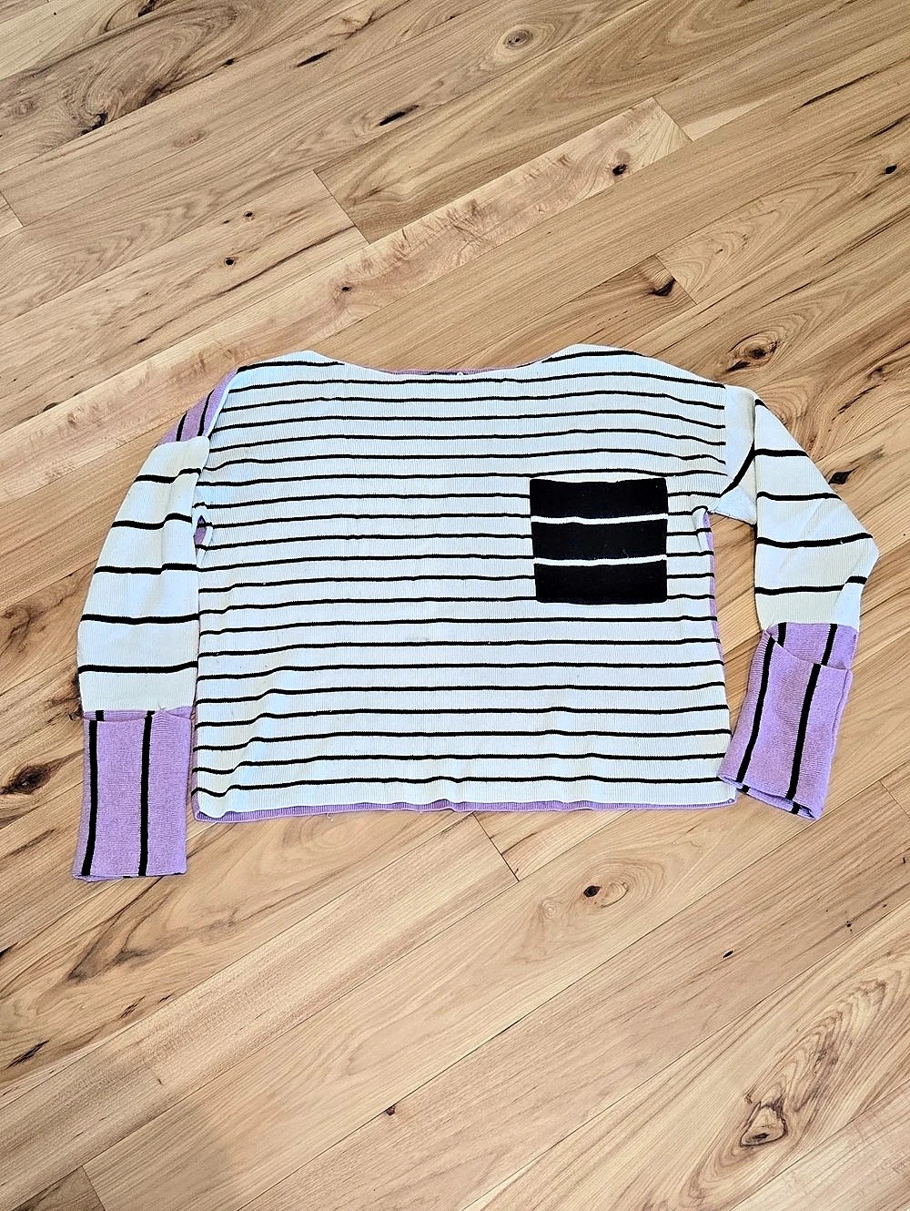 Anthropologie Striped Sweater in Purple & White Size Small